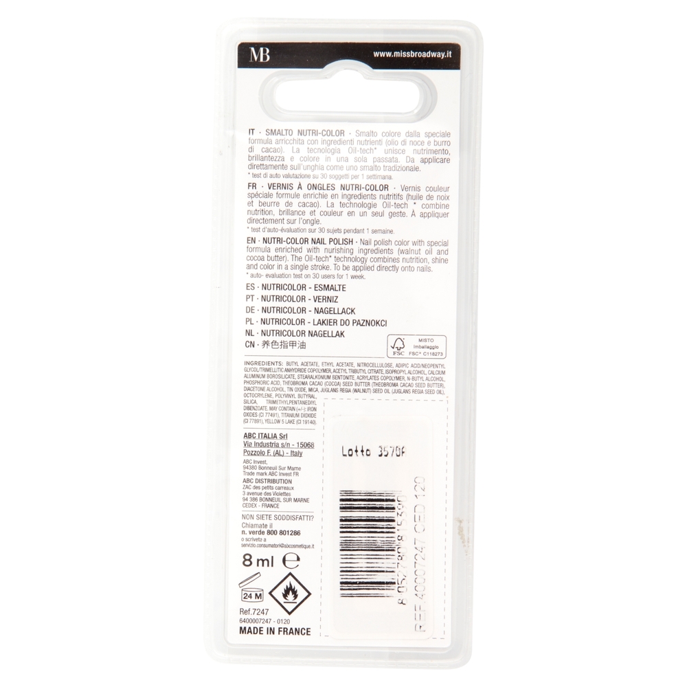 Miss Broadway Nutri Color Smalto Colore Pearly Pink 8 ml